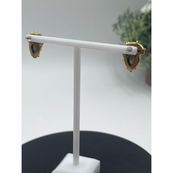 J. Crew Four Clear Champagne AB Rhinestone Stud Gold Tone Sparkling Earrings - Picture 8 of 11